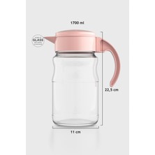 Renga Spiro 1700 ml Pastel Pembe Kapaklı Cam Sürahi 111031