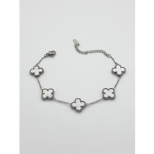 The Originals Kadın Çelik Yonca Model Beyaz Bileklik Gümüş Renk