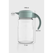 Renga Spiro 1700 ml Pastel Yeşil Kapaklı Cam Sürahi 111031