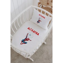 Lilabio Isme Özel %100 Pamuk Lastikli Park Yatak Çarşaf Seti (60X120) Örümcek Adam