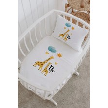 Lilabio Isme Özel %100 Pamuk Lastikli Park Yatak Çarşaf Seti (60X120) Zürafa