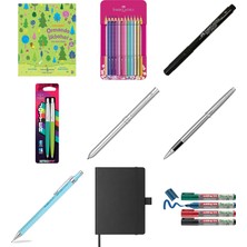 Faber-Castell Parlak Renkler Boya Kalemi, 12 Renk, Metal Kut... +8 Parça Fırsat Seti