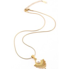 The Originals 316L Çelik Antik Figürlü Inci Detaylı Gold Renk Kolye 45CM