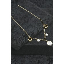 The Originals Kadın Çelik Kolye Yıldız Figürlü Incili Gold Renk
