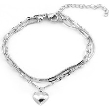 The Originals 316L Çelik Kalp Figürlü Zincir Bileklik Gümüş Renk