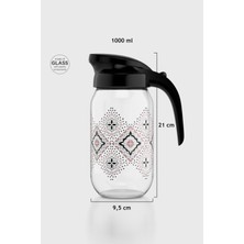 Renga Beluga Desenli 1000 ml Siyah Kapaklı Cam Sürahi 112027