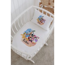 Lilabio Isme Özel %100 Pamuk Lastikli Park Yatak Çarşaf Seti (60X120) Mickey Minnie Takım