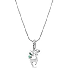 The Originals Kadın Geyik Figürlü 316L Çelik Gümüş Renk Kolye 45CM