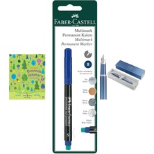 Faber-Castell Multimark (Permanent) Kalem (S), Mavi... +2 Parça Fırsat Seti