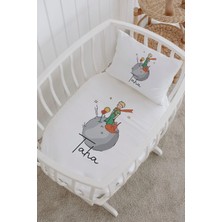 Lilabio Isme Özel %100 Pamuk Lastikli Park Yatak Çarşaf Seti (60X120) Küçük Prens Gezegen