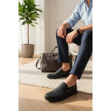 Enoch Hakiki Deri Lazer Kesim Delikli ve Esnek Comfort Tabanlı Erkek Slip-On Ayakkabı