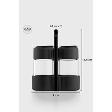 Renga Rita 67 ml 2'li Cam Tuzluk ve Biberlik Seti 121015 Siyah