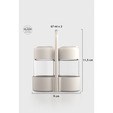 Renga Rita 67 ml 2'li Cam Tuzluk ve Biberlik Seti 121015 Bej