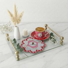 AGBTREND 2 Adet Kırmızı Pip Studio Uyumlu Nakışlı Kuş Detaylı Sunum ve Kokteyl Peçetesi 15X15CM