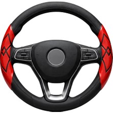 Mega Oto Market 38 cm Universal Direksiyon Kılıfı Siyah Kırmızı – Kaymaz, Terletmez, Dayanıklı Tasarım