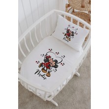 Lilabio Isme Özel %100 Pamuk Lastikli Park Yatak Çarşaf Seti (60X120) Minnie Dans