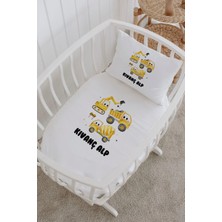 Lilabio Isme Özel %100 Pamuk Lastikli Park Yatak Çarşaf Seti (60X120) Iş Makineleri