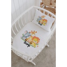 Lilabio Isme Özel %100 Pamuk Lastikli Park Yatak Çarşaf Seti (60X120) Animal