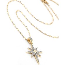 The Originals 316L Çelik Kuzey Yıldızı Figürlü Zirkon Taşlı Gold Renk Kolye 45CM