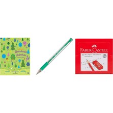 Faber-Castell 1425 Tükenmez Ailesi, Tekli, Yeşil... +2 Parça Fırsat Seti