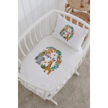 Lilabio Isme Özel %100 Pamuk Lastikli Park Yatak Çarşaf Seti (60X120) Safari Orman