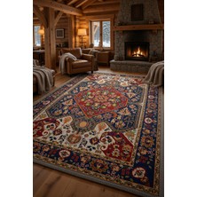 Kilim Home Anadolu Folklorik Desenli Kaymaz Taban Halı – Kırmızı Lacivert Salon Halısı