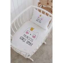 Lilabio Isme Özel %100 Pamuk Lastikli Park Yatak Çarşaf Seti (60X120) Kedicik