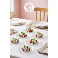 Glamis Selen Concept Tesbih Model Orta Boy El Yapımı Cam Servis ve Pasta Tabağı 6'lı Set