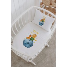 Lilabio Isme Özel %100 Pamuk Lastikli Park Yatak Çarşaf Seti (60X120) Küçük Prens ve Tilki