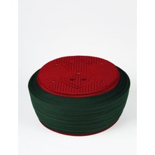 Sarıkhane Namaz Sarığı - Yeşil Kumaş - Bordo Takke - Düz Sarım - Nâli Şerif - 5 Metre