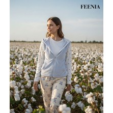 Feenia Teddylue Kapüşonlu Yelekli Kadın Pelüş Üçlü Pijama Takımı