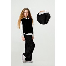 Miniko Kids Kız Çocuk Peluş Süveter Modelli 3lü Pantolonlu Takım