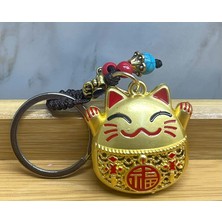 Meks Metal Şans ve Bereket Kedisi Anahtarlık Model 2