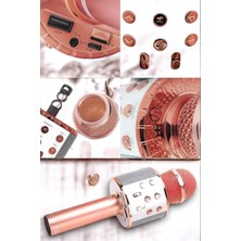 Renklime Kablosuz Bluetooth Karaoke Mikrofon USB ve Aux Girişli, Yüksek Ses Kalitesi