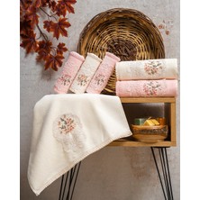 Hazangülü Collection Buldan Üretimi Elit Çeyizlik Nakışlı Kadife 6’lı El/yüz Havlusu I 50X90