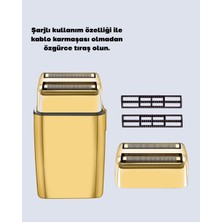 Renklime Altın Renk Kablolu Sakal Tıraş Makinesi Çelik Bıçaklı 3W Motor