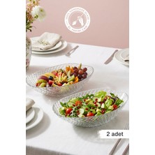Glamis Selen Concept Inci Model El Yapımı Cam Gondol Salata Kasesi Meyvelik ve Sunumluk 2'li Set