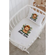 Lilabio Isme Özel %100 Pamuk Lastiksiz Park Yatak Çarşaf Seti (100X120) Dallı Aslan