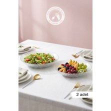 Glamis Selen Concept Helis Model Büyük Boy El Yapımı Cam Salata Kasesi ve Meyvelik 2'li Set