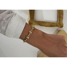 Marsel Özel Seri Gemini Model Zirkon Şerit Taşlı Xp Gold Bileklik