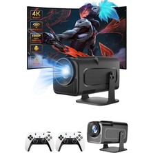 Renklime 4K Android Smart Wi-Fi Çift Kollu Projeksiyon Game Box Kumandalı Taşınabilir