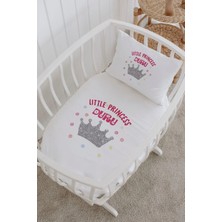 Lilabio Isme Özel %100 Pamuk Lastiksiz Park Yatak Çarşaf Seti (100X120) Renkli Taç