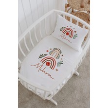 Lilabio Isme Özel %100 Pamuk Lastiksiz Park Yatak Çarşaf Seti (100X120) Dallı Gökkuşağı