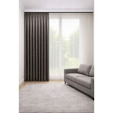 Perde Merkezi Jakar Keten Vizon Fon Perde Salon ve Misafir Odalarına Uygun 1/3 Sık Pileli Tek Kanat Lüks Modern Fon Perde