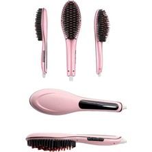 Renklime Elektrikli Saç Düzleştirici Tarak Saç Düzleştirici Fırça Sıkı Dişli Pembe