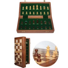 Sylar Mıknatıs Taşlı Ahşap Katlanabilir Kutulu Satranç Oyunu 17.5 cm G611