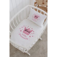 Lilabio Isme Özel %100 Pamuk Lastiksiz Park Yatak Çarşaf Seti (100X120) Pembe Taç