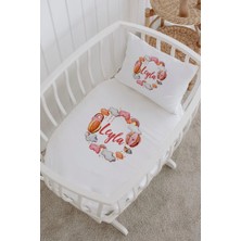 Lilabio Isme Özel %100 Pamuk Lastiksiz Park Yatak Çarşaf Seti (100X120) Pembe Balon