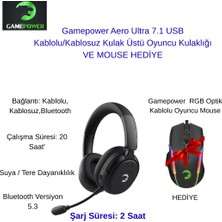 Gamepower Aero Ultra 7.1 USB Kablolu/kablosuz Kulak Üstü Oyuncu Kulaklığı +Oyuncu Mouse Hediye