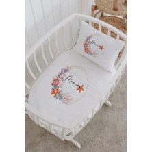 Lilabio Isme Özel %100 Pamuk Lastiksiz Park Yatak Çarşaf Seti (100X120) Deniz Mercan